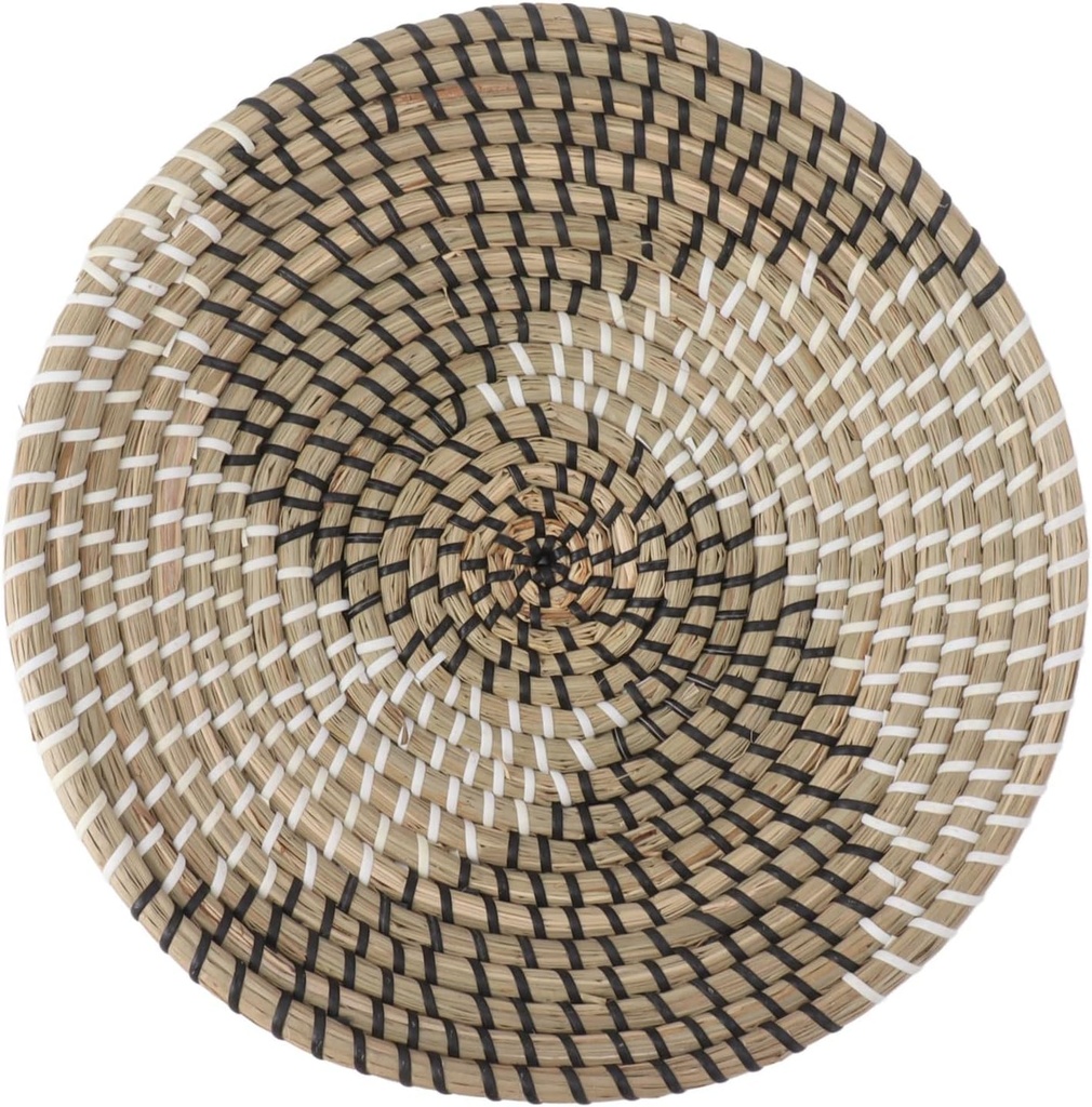 Woven Wall Basket Decor Handcrafted Seagrass Hanging Baskets Multifunction Woven Insulation Pad for Living Room Kitchen (Style 2)