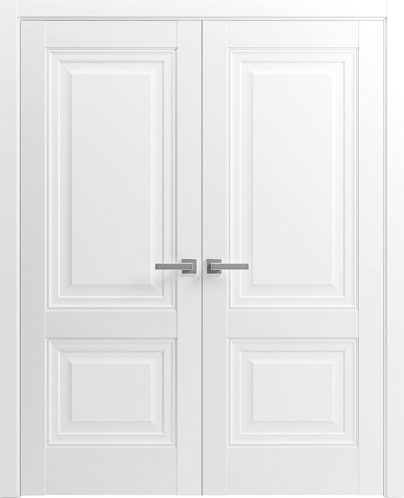 SARTODOORS Lucia 8831 | Double Swing Interior French Doors with Glass with Frosted Glass, Solid Wood, Prehung, Hardware Included, 60x80, White, Classic