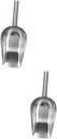 VOSAREA 2pcs Stainless Steel Ice Scoop Multi-use Kitchen Supply for Ice Pet Food and Candies Heavy Duty Design Smooth for Easy Cleaning for Home Use