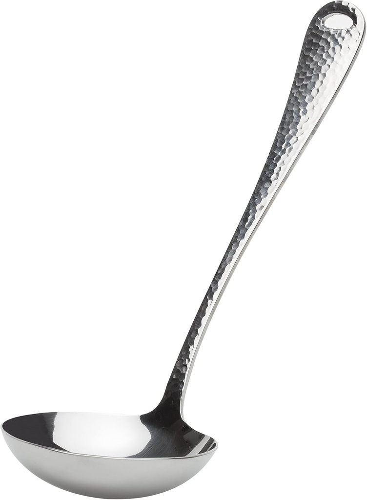 Ginkgo International Hammered Finish Kitchen Tool, Stainless Steel Soup/Punch Ladle, 11-inch, 1-Count