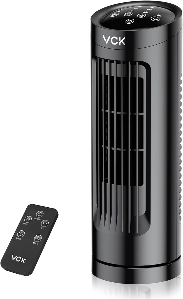 VCK 13'' Tower Fan for Bedroom,27ft/s Velocity Quiet Floor Fan,90° Bladeless Fan for Indoors with 3 Speeds,3 Modes,Oscillating Fans for Indoors,Portable Desk Table Fans for Room, Home,Office