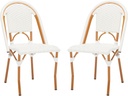 SAFAVIEH Outdoor Collection California Bistro White Side Chair Set of 2 (Fully Assembled)
