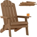 MXIMU Folding Adirondack Chair for Outdoor: Easy to Assemble and Comfortable Adirondack Chairs - All Weather Composite Plastic Chair for Outside Fire Pit Patio Lawn Garden Backyard Use(Teak)