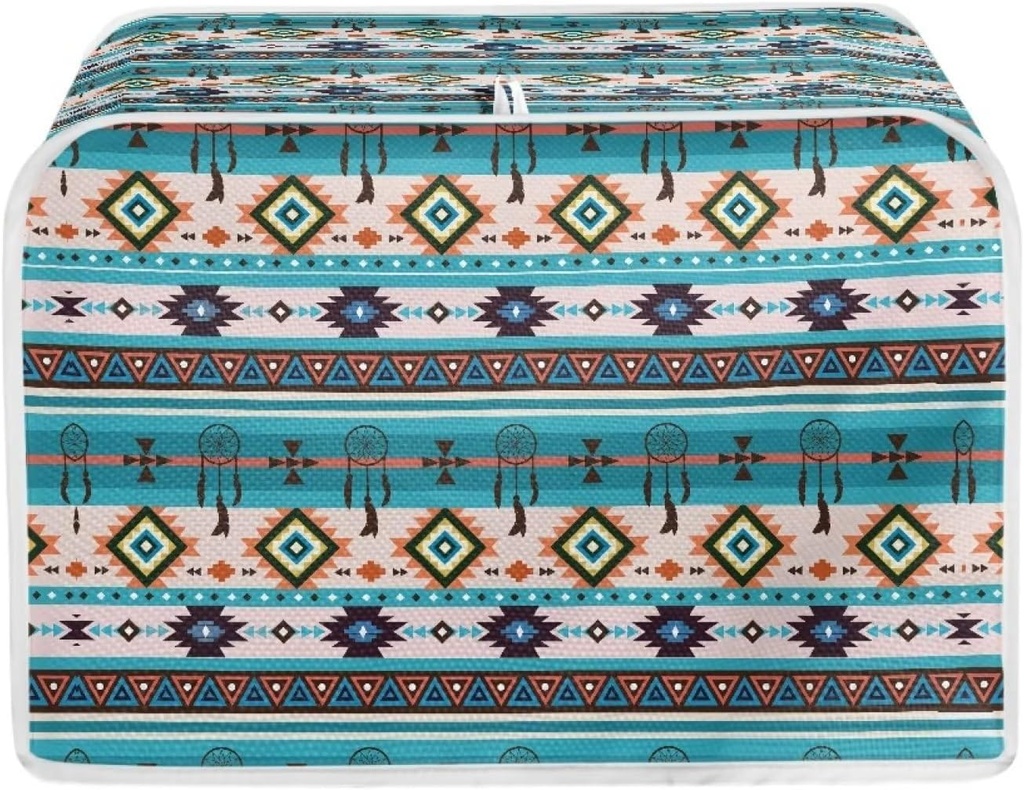 Aztec Tribal Toaster Covers with Top Hook for Easy Storage, Bread Maker Oven Women Gift Compatible with Most 4 Slice Toasters Polyester Quilted Kitchen Appliance Organizer Bag
