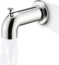 Slip-On Tub Spout with Diverter Long for Bathtub Spout, Fit for 1/2 Inch Slip Pipe, Chrome