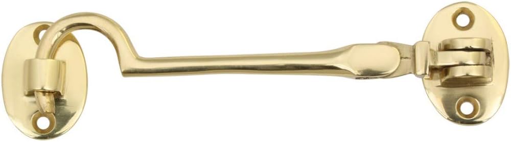 Renovators Supply Manufacturing Brass Storage Hook - Swivel Style Hook and Eye Door Latch - Durable, Versatile, Easy Installation - 4 Inches
