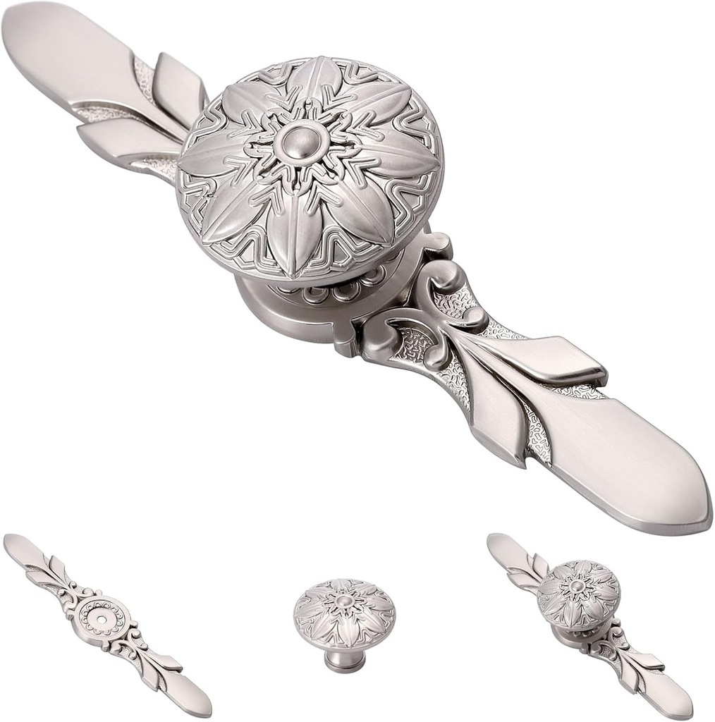 10 Pack Brushed Nickel Cabinet knobs - 1.26" Knob & 5.8" Plate - Modern Drawer Knobs for Outdoor Cabinet Knobs, House Decorative Drawer Pulls