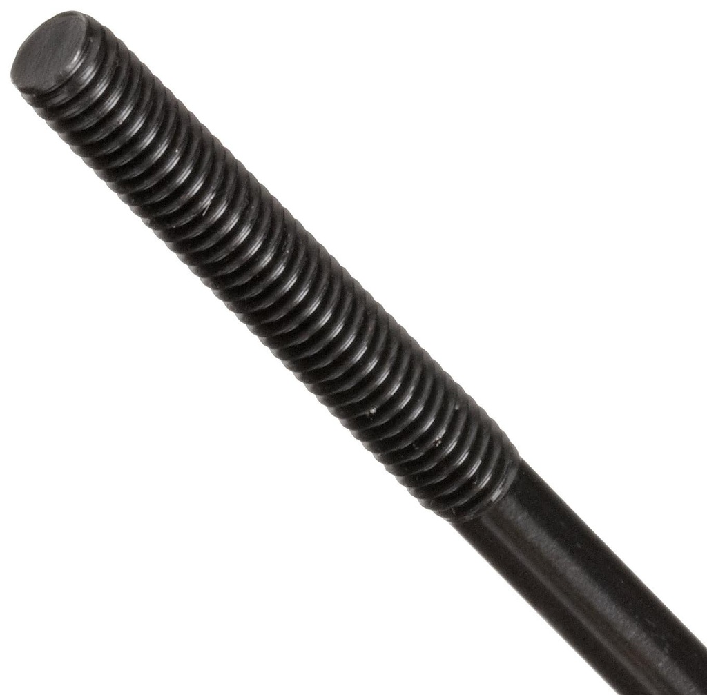 Carbon Steel Rod, Ends Threaded Equally, Black Oxide Finish, 1/2"-13 Threads, 12" Length, 1-1/2" Threaded Lengths, Made in US (Pack of 2)