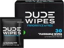 DUDE Wipes On-The-Go Flushable Wipes - 1 Pack, 30 Count - Unscented Extra-Large Individually Wrapped with Vitamin E & Aloe - Septic and Sewer Safe