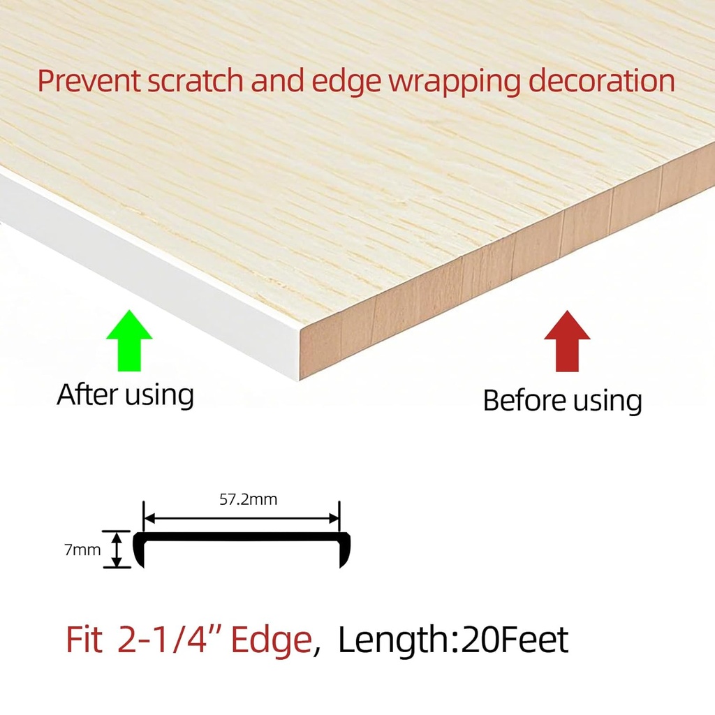U-Shape Plywood Edge Banding (White, 2-1/4inch (20Ft))