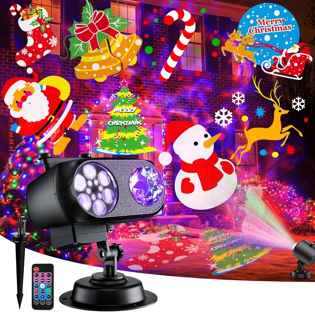 2025 Upgrade Brighter Christmas Projector Lights Outdoor, 8 Patterns Holiday Projectors 19HD Slides (Ocean Wave & Patterns), Weatherproof Halloween Projector,Christmas Decorations for Light Show