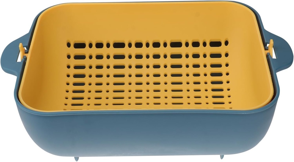 Garneck Nordic Style Double Layer Draining Basket Washable Fruit Vegetable Basket Kitchen Storage Rack Mesh Holes for Quick Drainage