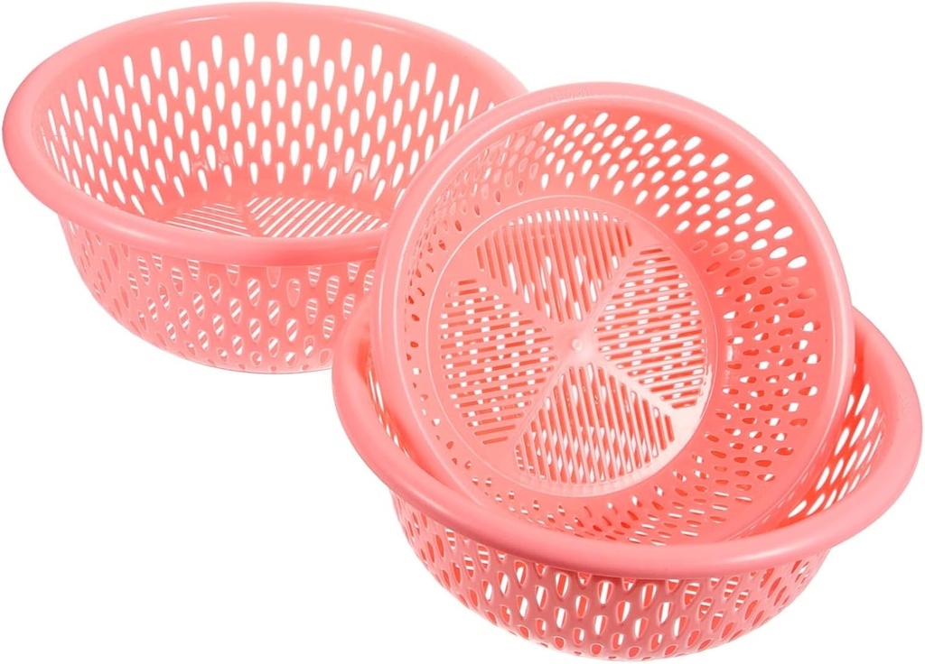 3pcs Multi Purpose Plastic Kitchen Basket Colanders with Handles Hanging Design for Draining and Storing Fruits Vegetables Food Safe Strainers Random Color