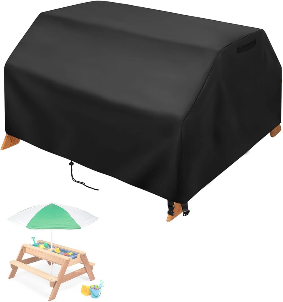 Sand and Water Activity Table Cover, Hevy Duty Waterproof, Fits Toddler Picnic Table with Umbrella & Wooden Outdoor Sensory Table-39x39x19in (Only Cover)