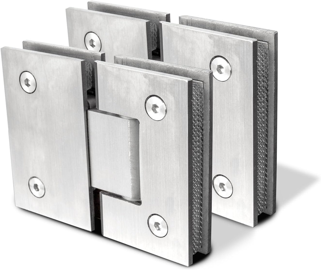 2Pack Silver Glass Shower Door Hinges 180 Degrees Door Hinges Replacement Parts with Mounting Hardware Stainless Steel Bathroom Gate Clamp for 8-12mm Glass