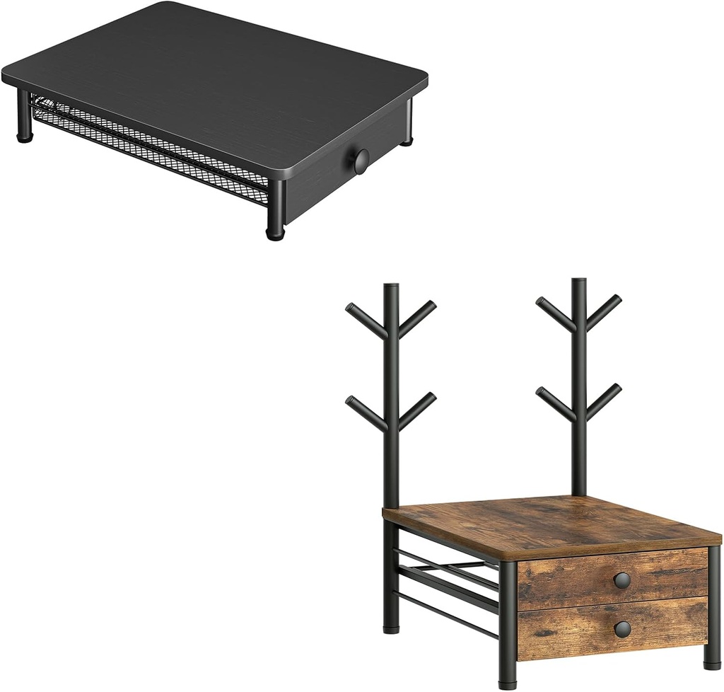 Coffee Pod Drawer Holder and Coffee Pod Holder, Coffee Pod Organizer for 56 Coffee Pods, 2-Tier K Cup Holder, Coffee Maker Stand with Mug Holders, for Home Office, Kitchen, KH08BK-KH38BR