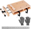 19.68"*11.81" Large Wood Work Bench Hard Wood Vise w/Ruler & 2 Clamps, Woodworking Bench Vise for Home & Woodworking Studios
