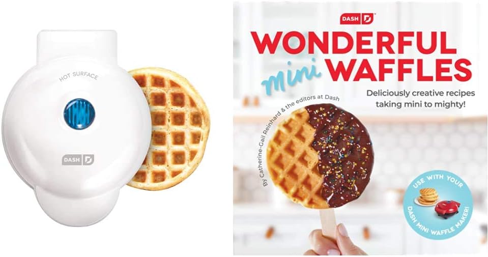 DASH Mini Maker for Waffles + DASH Wonderful Mini Waffles Recipe Book