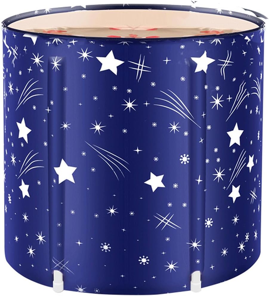 STARBRILLIANT Portable Foldable Bathtub, Collapsible Adult Travel Bath Tub for Camping, Home & Spa, Space-Saving Storage, Durable PVC Material (Starry Sky B, 27inch)
