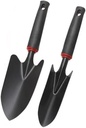 Garden Hand Trowel Set, 2 Piece Hand Shovel Set for Gardening, Digging, Planting (Black Rubber Handle)
