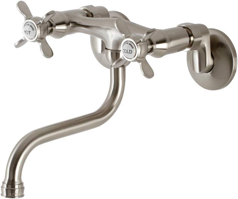 Kingston Brass KS116SN Essex Two Handle Wall Mount Bathroom Faucet, Brushed Nickel