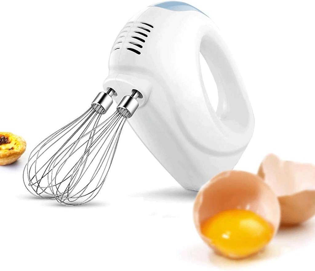 Egg Beater,Hand Mixer Electric Durable Version, 5 Speed Powerful Handheld Mixer with Eject Button, Stainless Steel Body-White fine