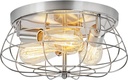 Flush Mount Ceiling Light Brushed Nickel Ceiling Light Fixture 3-Light Modern Flush Mount Ceiling Light Metal Cage Kitchen Ceiling Light Fixtures for Bedroom, Living Room, Hallway Foyer