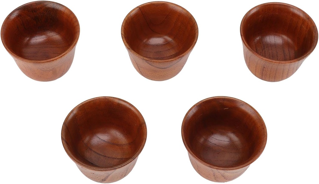 5PCS Wooden Coffee Cup, 2.6x2in Multifunctional Solid Wood Tea Cup, Wooden cups for Drinking Wine Tea Coffee Beer Hot Drinks(5 Pcs)