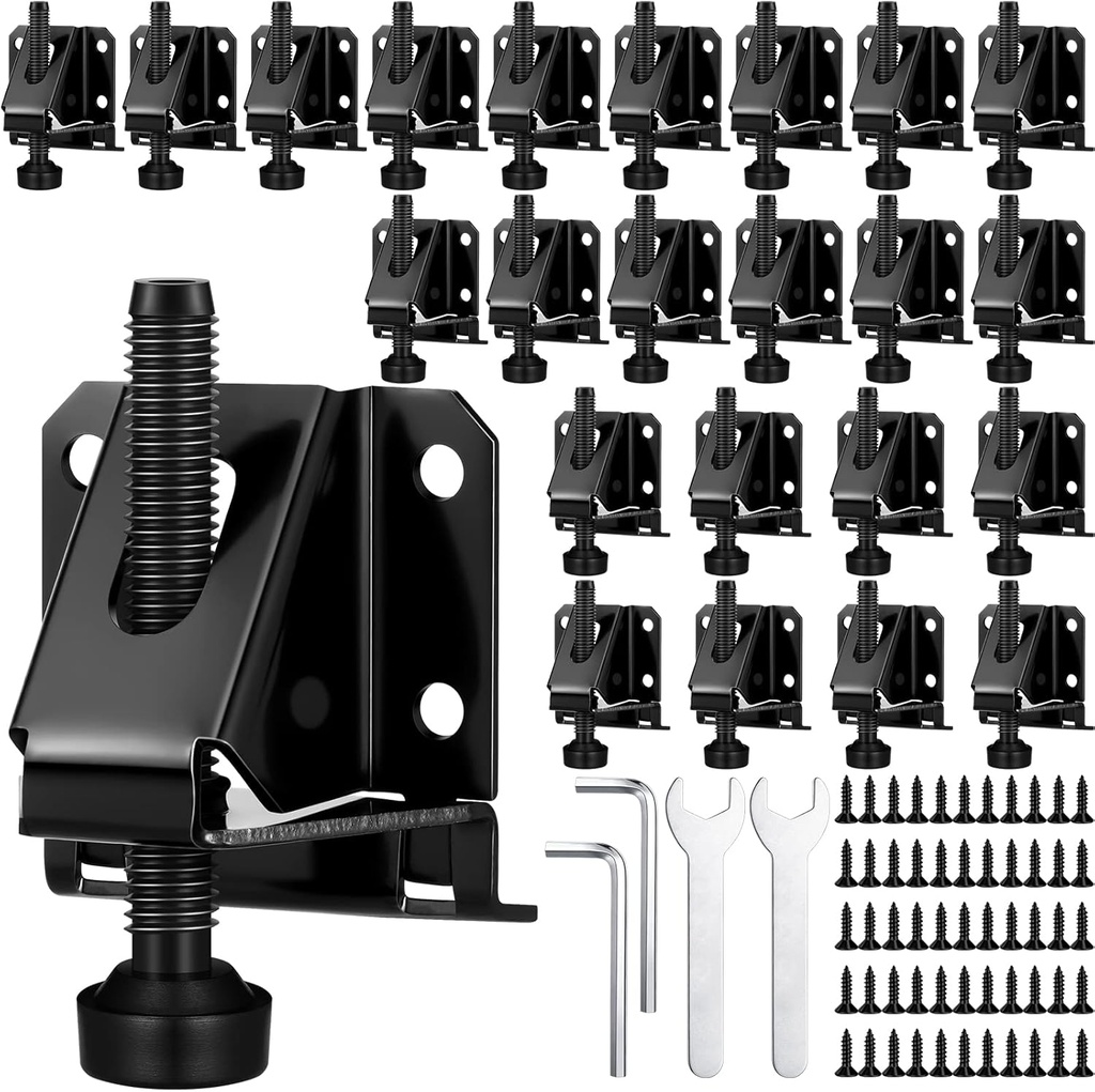 Kenning 24 Pack Heavy Duty Leveling Feet Workbench Leveling Legs Furniture Levelers Leg with Screws, Lock Wrench, 2.3 inch Adjustable Height, Leveler for Workbench, Furniture, Table, Cabinets (Black)