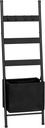 HOOBRO Blanket Ladder with Basket, 17.3”L x 63.4”H, Towel Rack with Hooks, Blanket Holder Rack, Decorative Ladder Shelf, Drying and Display Rack for Bathroom, Living Room, Black BB31CJ01