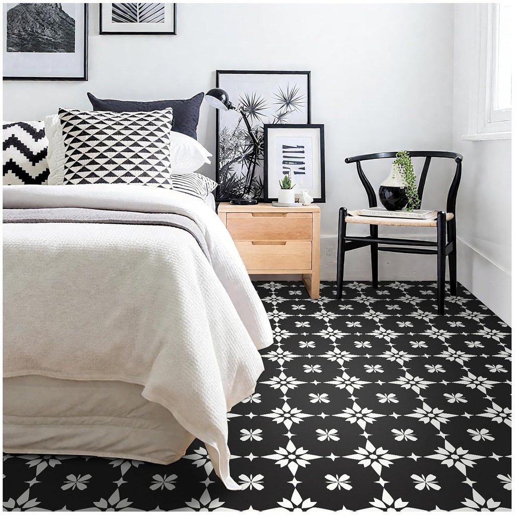 MORCART 20PCS Peel and Stick Floor Tile, 7.87" x 7.87" Waterproof Vinyl Removable DIY Flooring for Bathroom, Kitchen, Bedroom, Stairs, Entryway