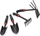 Garden Tool Set (Garden Tool Set, 4 Pieces, Gardening Tool Kit Including 2 Shovels, Rakes, Cultivators, and Transplanting Tools, Rust-Resistant Iron Tools, Rubber Grip Handles (4))