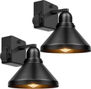 Brightever Motion Sensor Outdoor Wall Lights, Dusk to Dawn Porch Lights Outdoor Wall Sconces, Exterior Barn Lighting Fixtures with Outlet, Black Outside Lights for House, 2-Pack