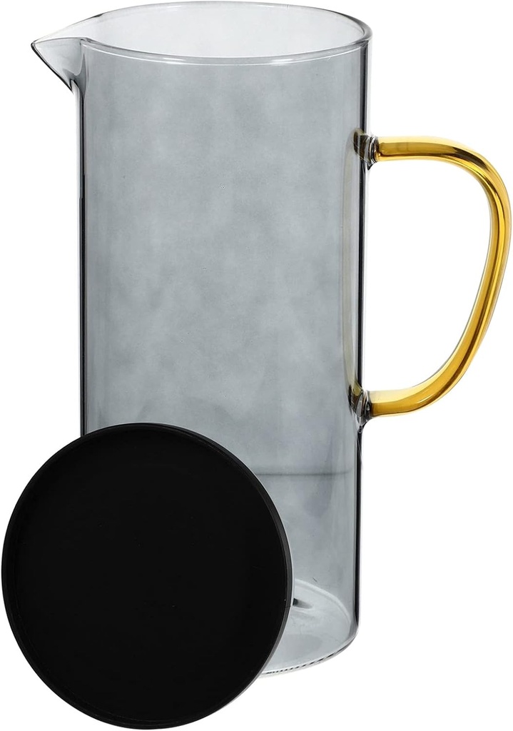 Hemoton Lemonade Pitcher Glass Tea Kettle Iced Tea Pitcher Hot Large Capacity Cold Water Drinks Teapot Jug Coffee Mug for Beverage Farmhouse Restaurant Summer 1. 5L Black Glass Water