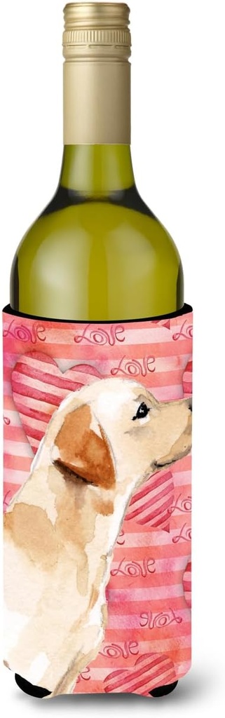 Caroline's Treasures BB9493LITERK Yellow Labrador #2 Love Wine Bottle Hugger Bottle Cooler Sleeve Hugger Machine Washable Collapsible Insulator Beverage Insulated Holder
