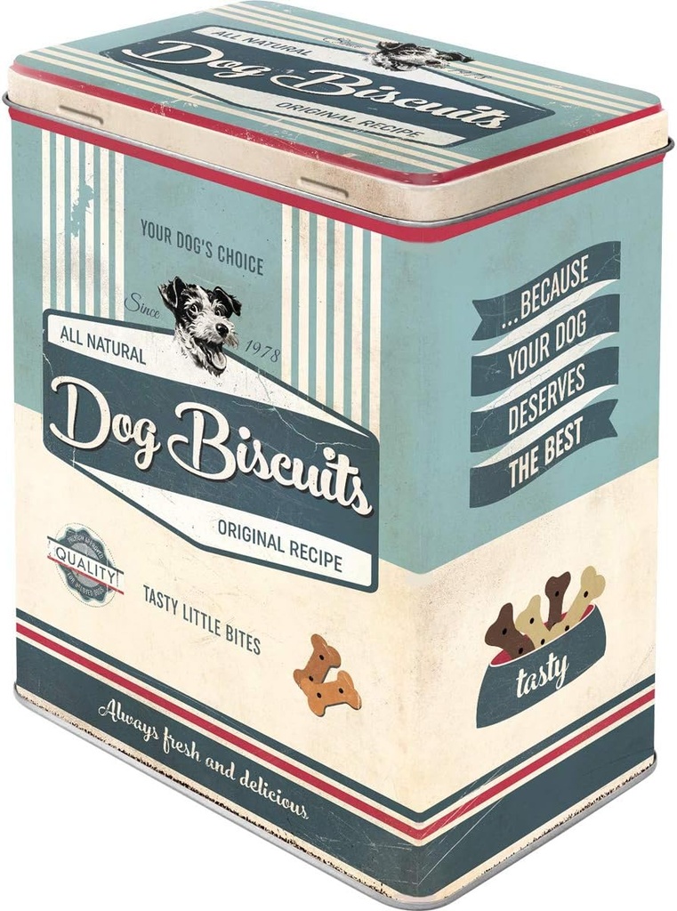 Nostalgic-Art Retro Large Storage Tin Paw Sign - Dog Biscuits - Gift Idea for Dog Owners, Large Tin for Dry Food, Vintage, 3 Litre