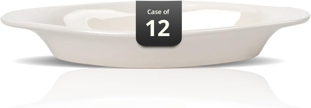 Stoneware Wide Rim Commercial Grade Dinnerware America White, Rarebit Dish 12oz, Case of 12