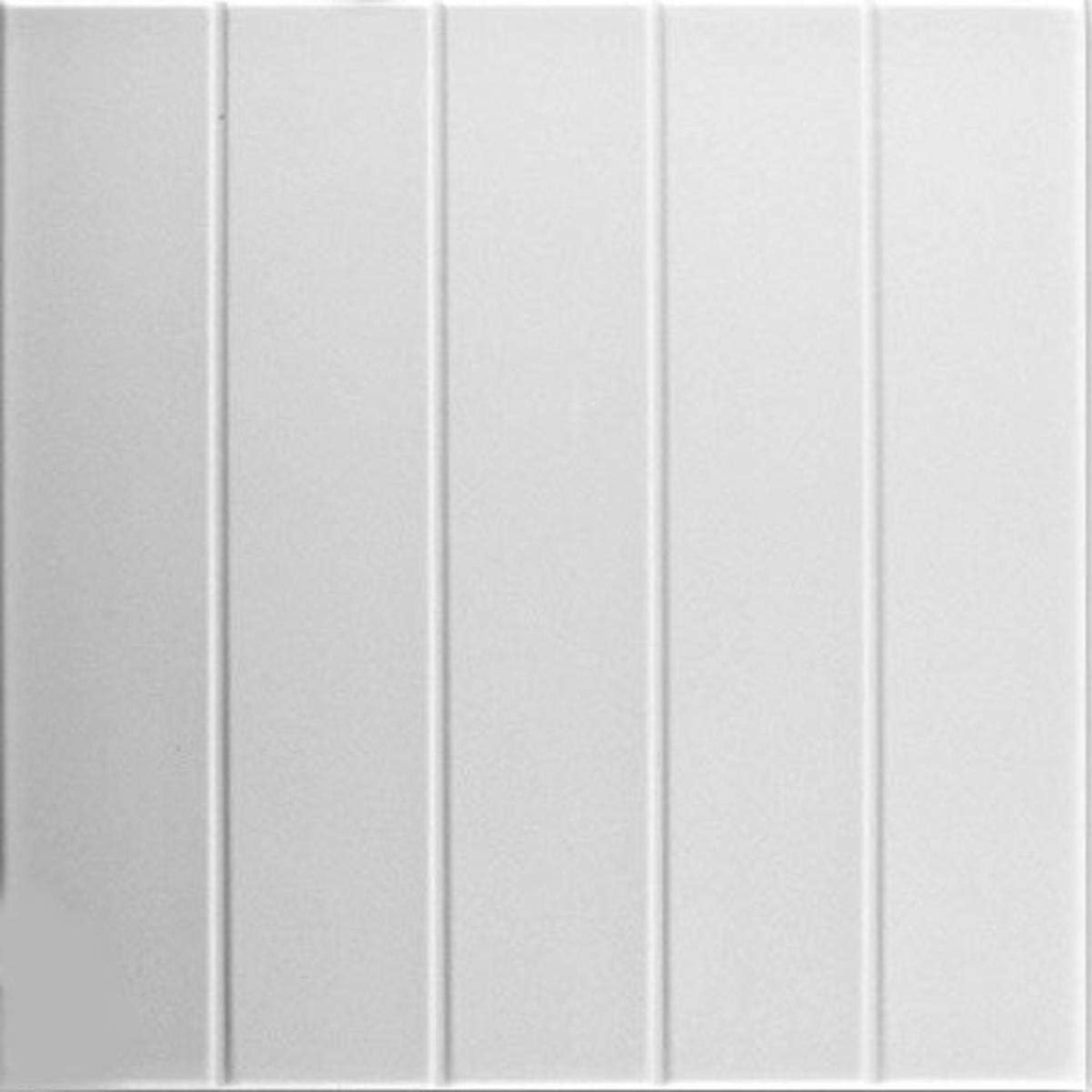À LA MAISON CEILINGS R104 Bead Board Foam Glue-up Ceiling Tile (21.6 sq. ft./Case), Pack of 8, Plain White