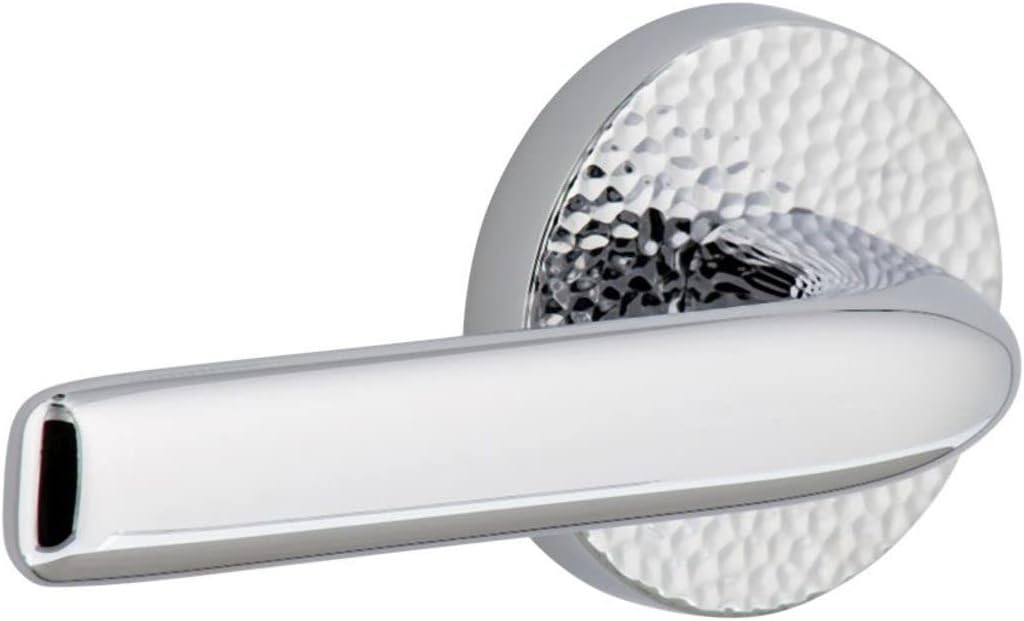 Viaggio CLOMHMBLL_SD_LH Circolo Hammered Left Handed Solid Brass Non-Turning One-Sided Dummy Door Lever with Bella Lever and Circolo Hammered Rosette - Bright Chrome