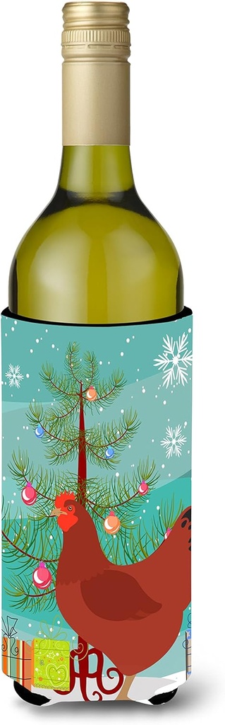 Caroline's Treasures BB9210LITERK New Hampshire Red Chicken Christmas Wine Bottle Hugger, Teal Bottle Cooler Sleeve Hugger Machine Washable Collapsible Insulator Beverage Insulated Holder