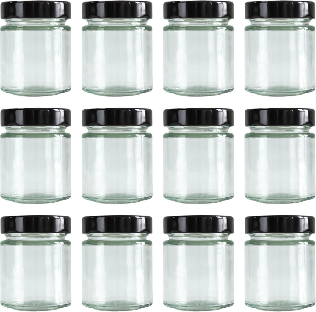 5oz Glass Jar with Metal Lids, Pack of 12 Set, herbs, spices, candy, beans
