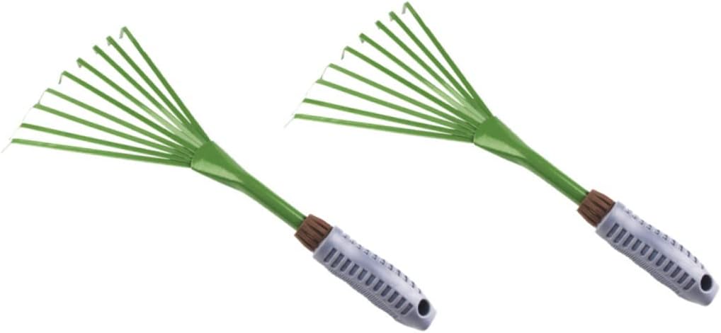 VICASKY 2Pcs Heavy Duty PET Debris Rake Long Handle Garden Rake Sturdy Gardening Hand Tool for Easy Cleanup of Leaves and Debris