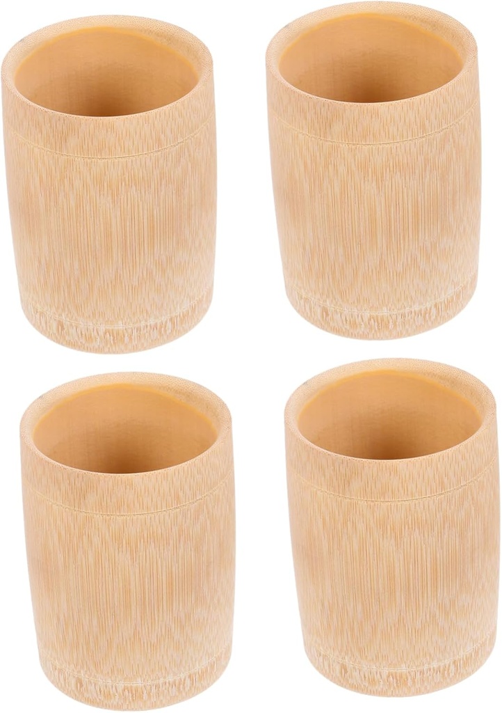 4pcs Retro Bamboo Cups Water Wine Drink Set Vintage Mug for Tea Sake Pen Storage Light Weight
