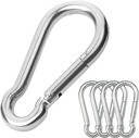 5PCS 3.15in Large Carabiner Clip, Stainless Steel Carabiner Heavy Duty, Spring Snap Hook, Locking Climbing Caribiners Clips for Gym, Plant Hanging, Outdoor Camping, Hiking. 600 lbs