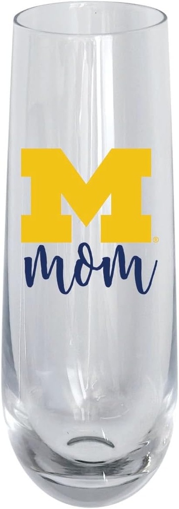R and R Imports Michigan Wolverines 10 oz Stemless Flute mom Design Officially Licensed 2-Pack