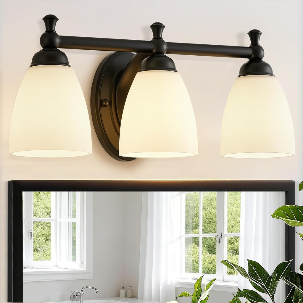 Vanity Lights for Bathroom, 3-Light Modern Vanity Light Over Mirror Black Bathroom Light Fixture Bedroom Wall Sconces Lighting for Living Room Cabinet