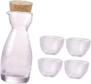 Sake Pot Set, Glass Sake Set, Trendy Traditional 1 Sake Bottle 4 Cups, Japanese Sake Set Decorative Party Supplies, Style B