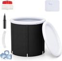 GYMAX Ice Bath Tub, 66 Gallon Cold Plunge Tub with Lid, Inflatable Ice Tub for Adults Cold Therapy Recovery, Freestanding Foldable Portable Ice Soaking Bath Tub for Home, Indoor/Outdoor