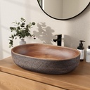 Homary Bathroom Vessel Sink, 23" Oval Bowl Sink Retro Ceramic Washbasin Above Counter for Bathrooms