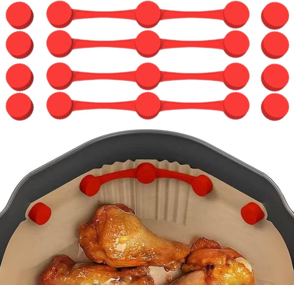 Air Fryer Magnet Silicone Buckle for Holding Down Air Fryer Parchment Paper, Magnetic Paper Holders, Set of 4